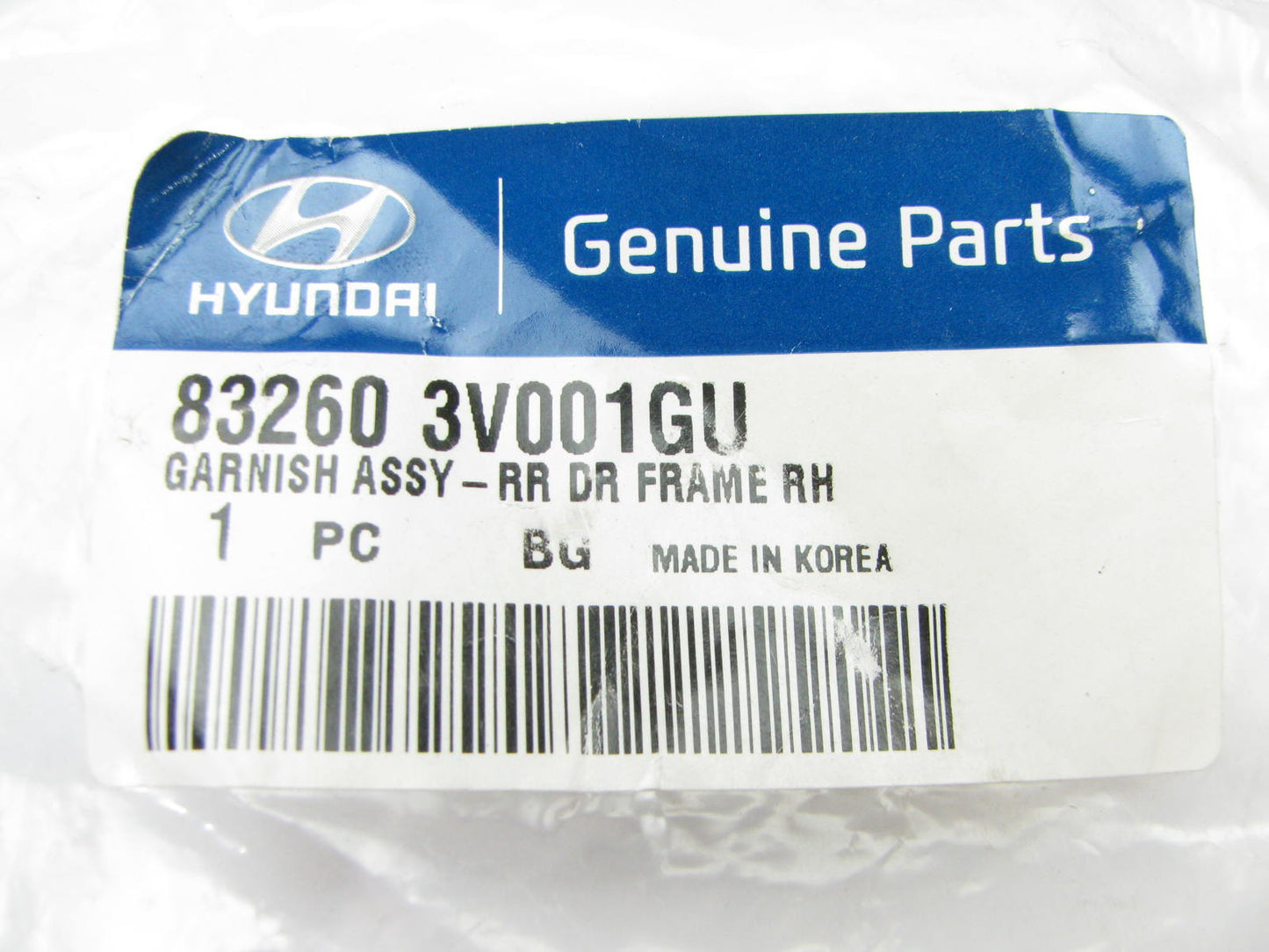 Rear Door Frame Right Passenger Side Reveal Molding For 16-17 Azera 832603V001GU