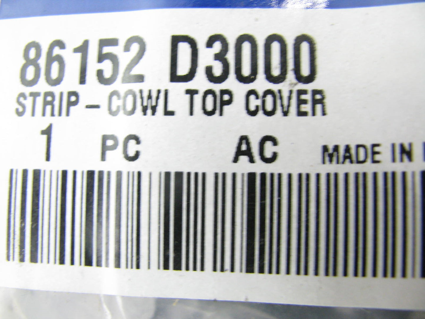 NEW - OEM GENUINE Cowl Cover Weatherstip Seal For 2015-2020 Tucson 86152D3000