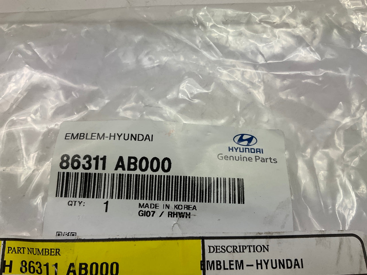 NEW Front End Front Bumper Cover *H* Emblem OEM For 2021-2023 Elantra 86311AB000