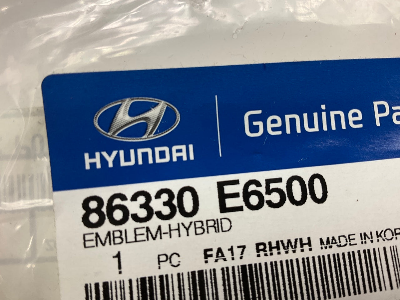 NEW ''Hybrid'' Trunk Lid Emblem OEM For 2018-2019 Hyundai Sonata 86330E6500