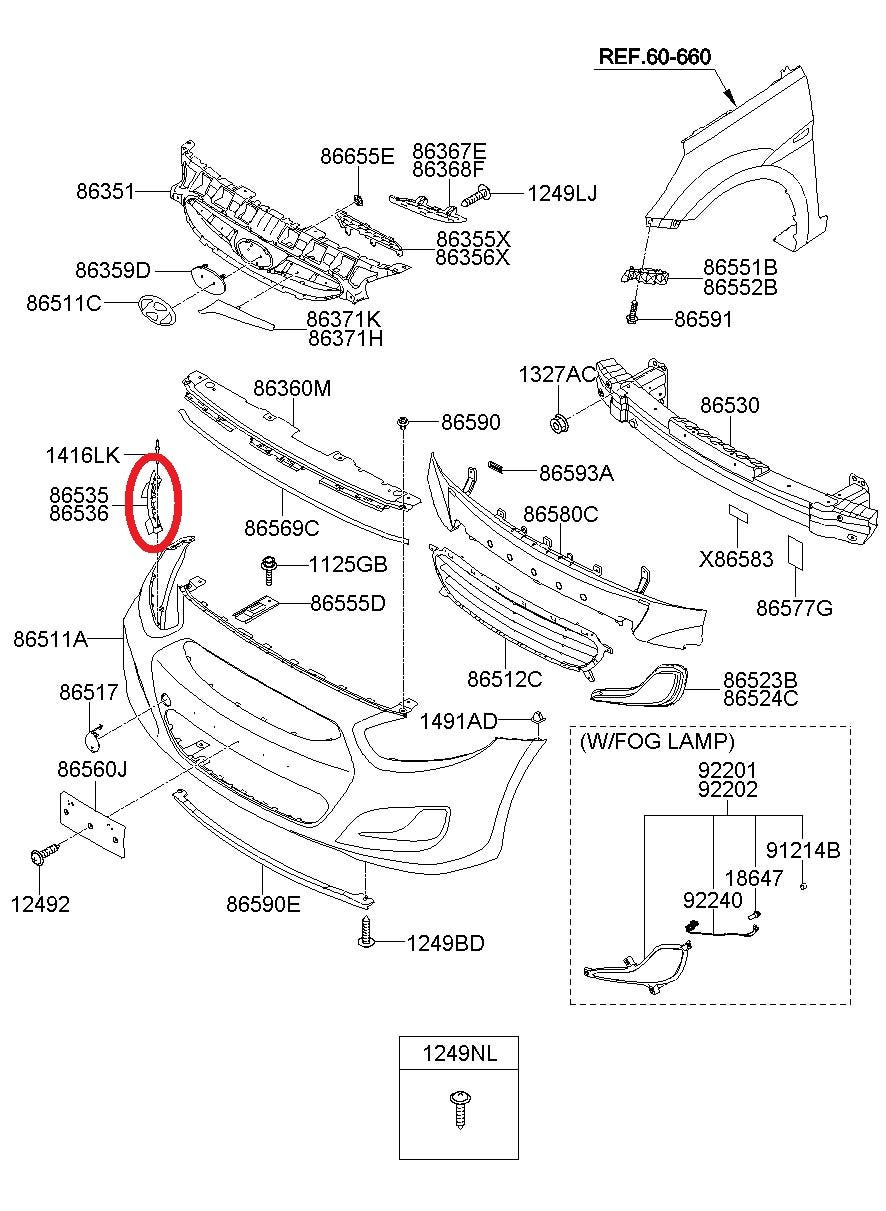 NEW - OEM 865841R000 Front Right Bumper Side Mounting Bracket For 2012-14 Accent