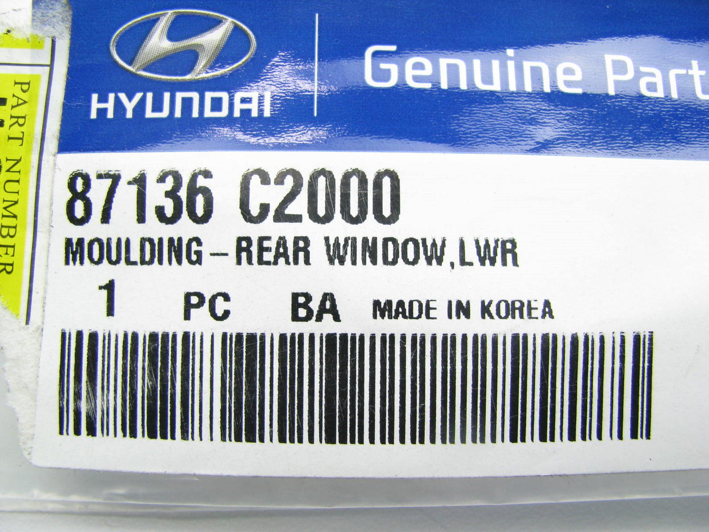 NEW - OEM Back Glass Lower Moulding Strip Seal For 2015-2019 Sonata 87136C2000
