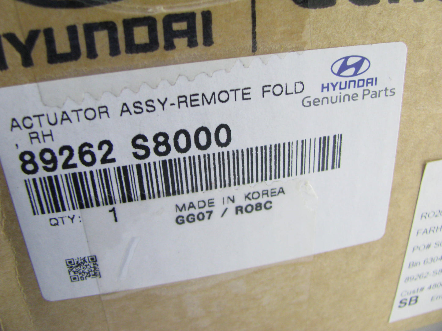 NEW Right Passengers Seat Remote Fold Actuator OEM For 21-23 Palisade 89262S8000