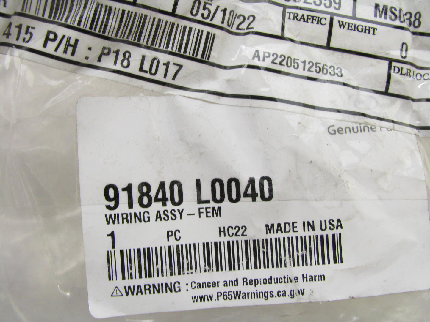 Front Bumper Parking Aid System Wire Harness OEM For 20-22 Sonata US BUILT ONLY