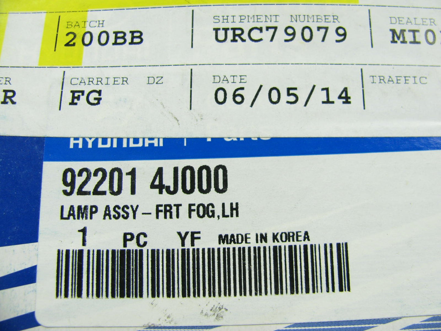 NEW - OEM 922014J000 Left Drivers Side Fog Light Lamp For 2007-2008 Entourage