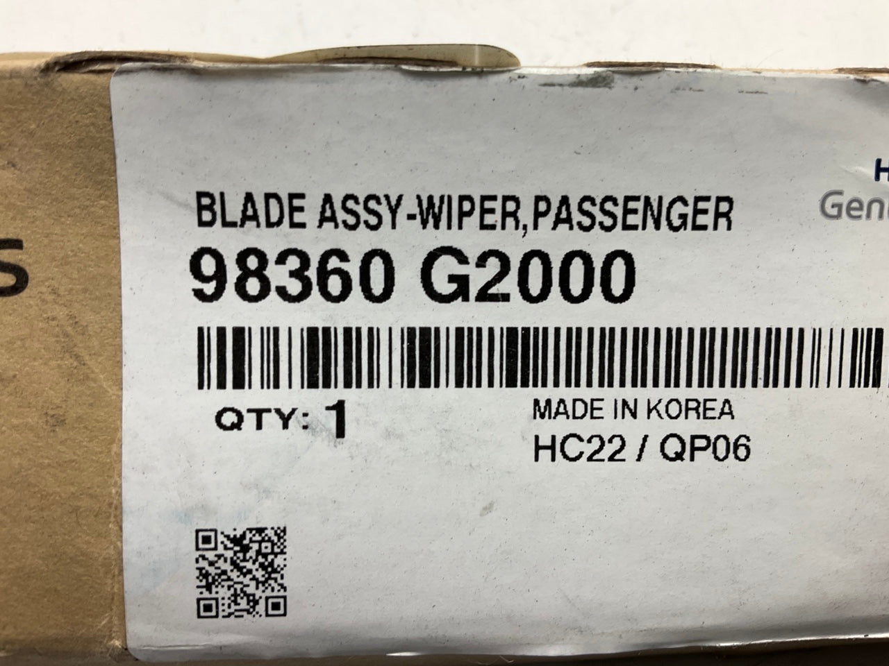 Right Passengers Side Windshield Wiper Blade OEM For Hyundai 98360G2000