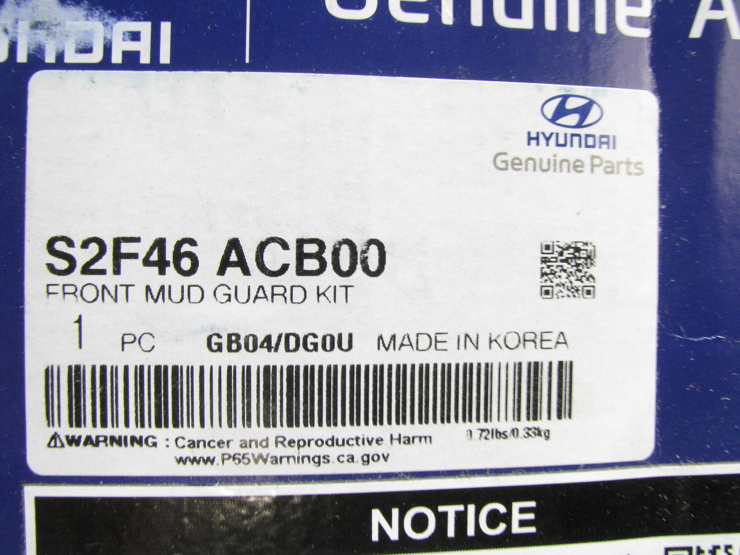 NEW - OEM S2F46ACB00 FRONT Splash Guards / Mud Flaps For 21-23 Hyundai Santa Fe