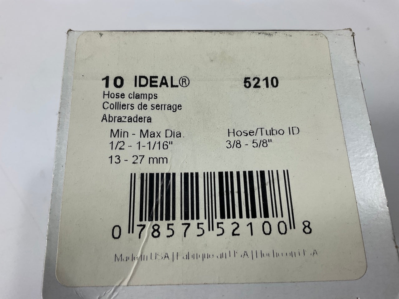 (10) Ideal Tridon 5210 Worm Gear Hose Clamp 1/2'' Wide, 1/2'' To 1-1/8'' SAE #10