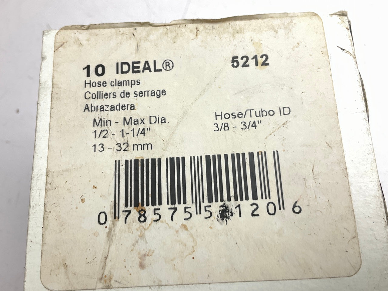 (10) Ideal 5212 Worm Gear Hose Clamps SAE # 12 Size - 1/2'' - 1-1/4'' Diameter