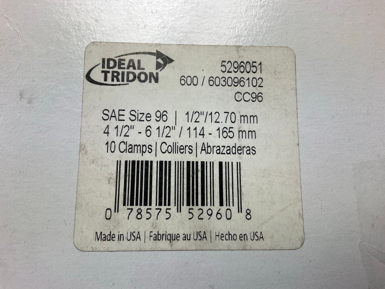 (10) Ideal 5296051 Worm Gear Hose Clamp, SAE Size # 96, 4-1/2'' To 6-1/2''