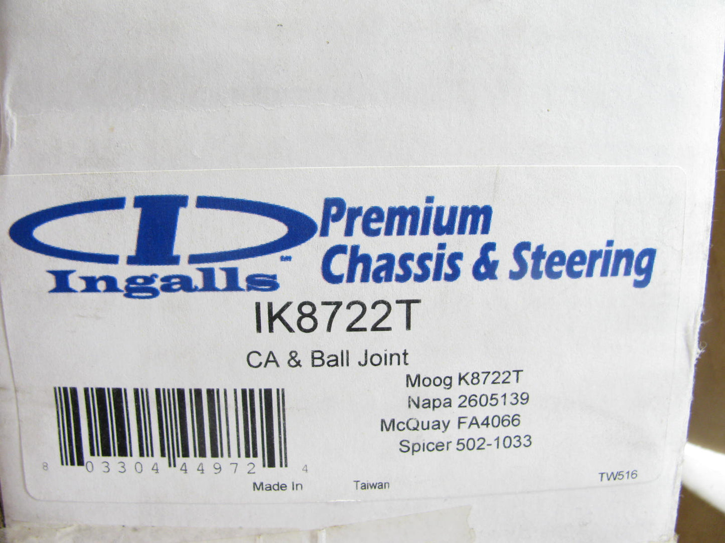 Ingalls IK8722T Front Left Upper Control Arm & Ball Joint - 4WD ONLY