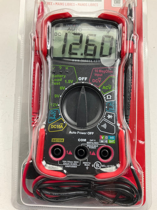 Innova 3320a Auto-Range Digital Multimeter Tester, (10 MegOhm)/UL, 9 Function