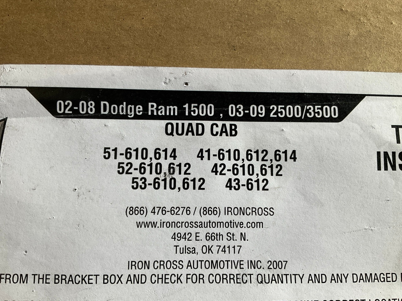 Iron Cross 51-612 3'' Stainless Cab Length Side Steps For 2002-08 Ram Quad Cab