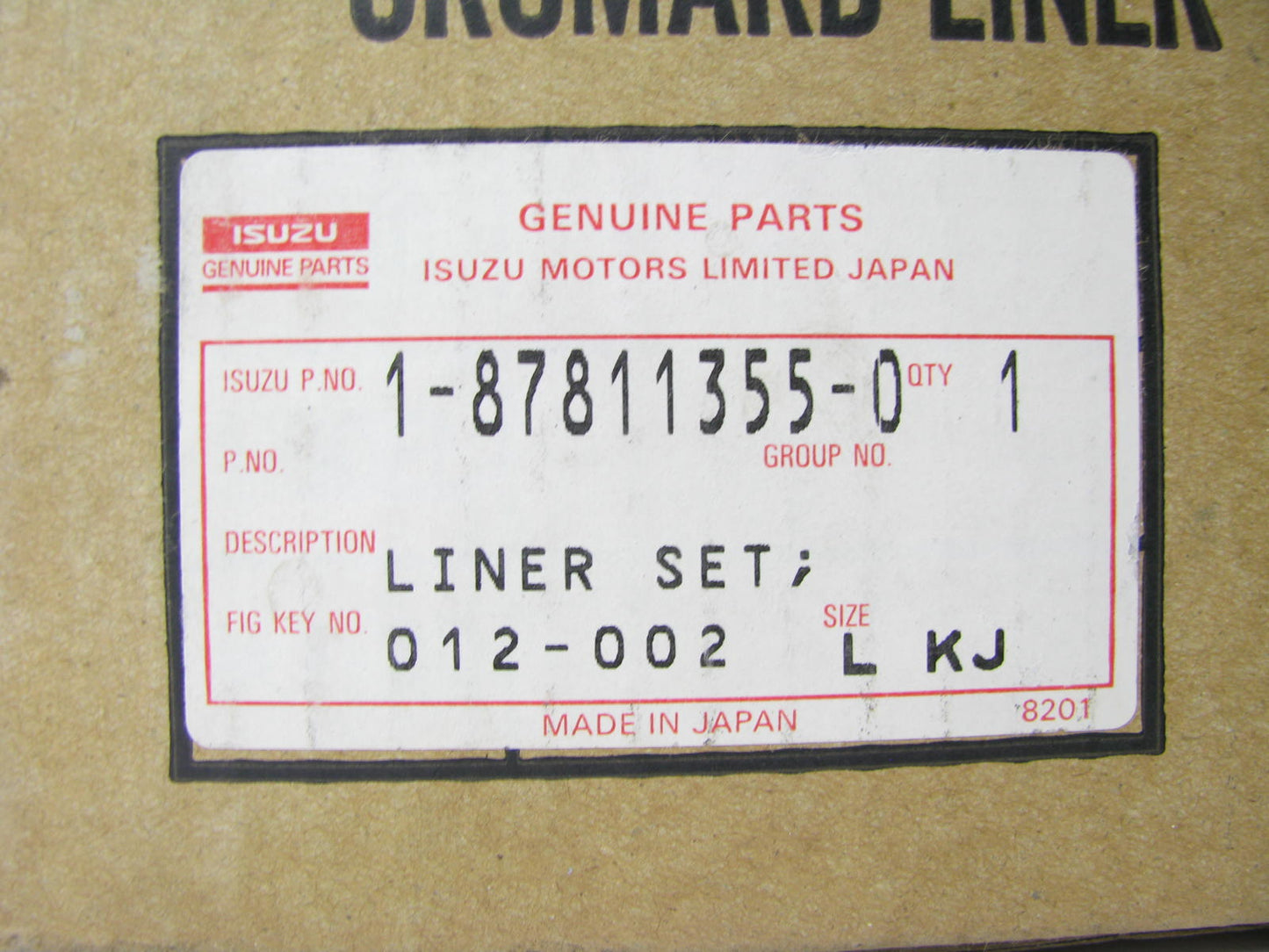 NEW - OEM Isuzu Diesel FSR 6BD1 Cylinder Liner Kit: Piston, Ring & Liner Sleeve