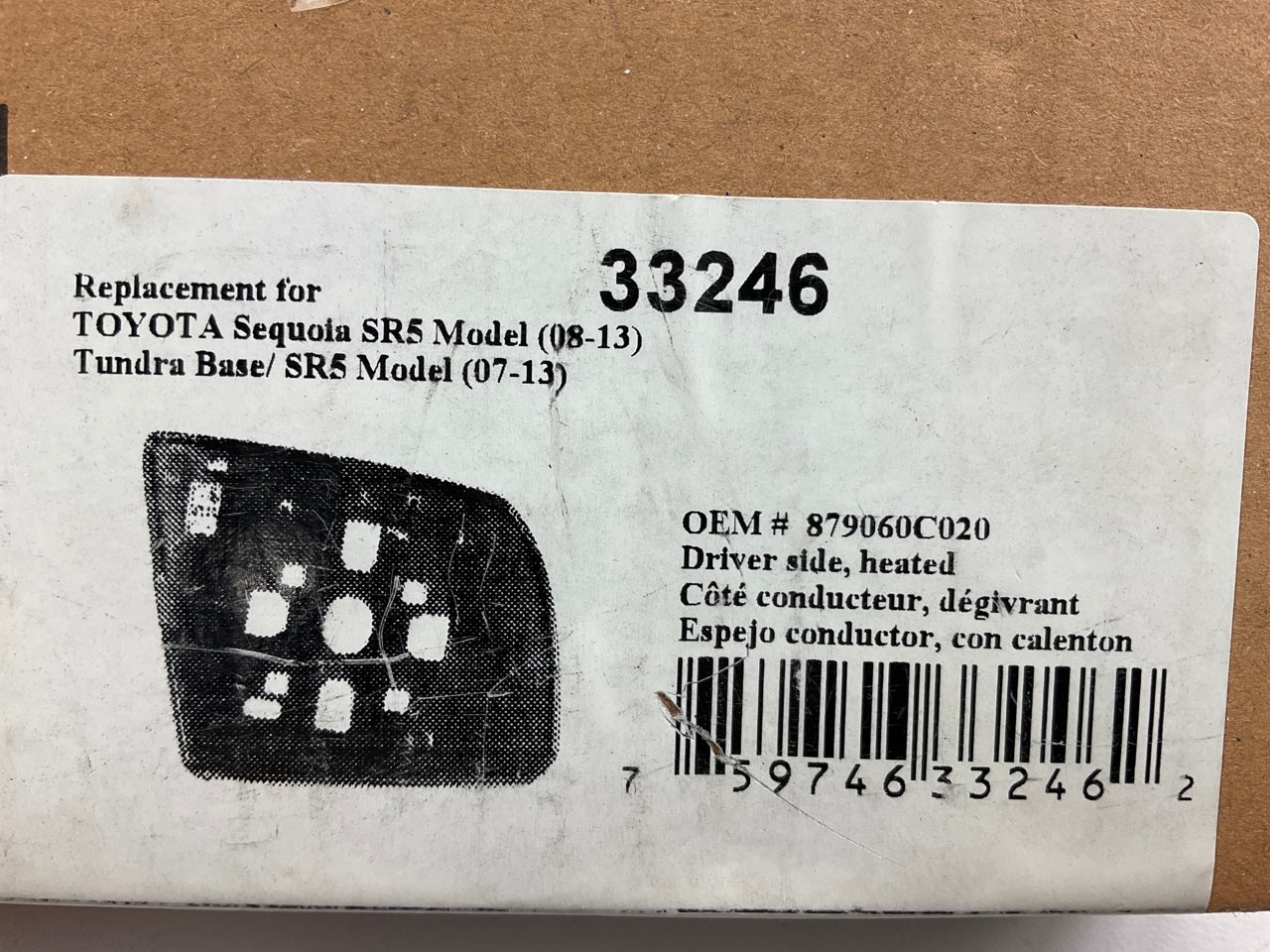 K Source 33246 Left Heated Mirror Glass For 2008-22 Toyota Sequoia, 07-21 Tundra