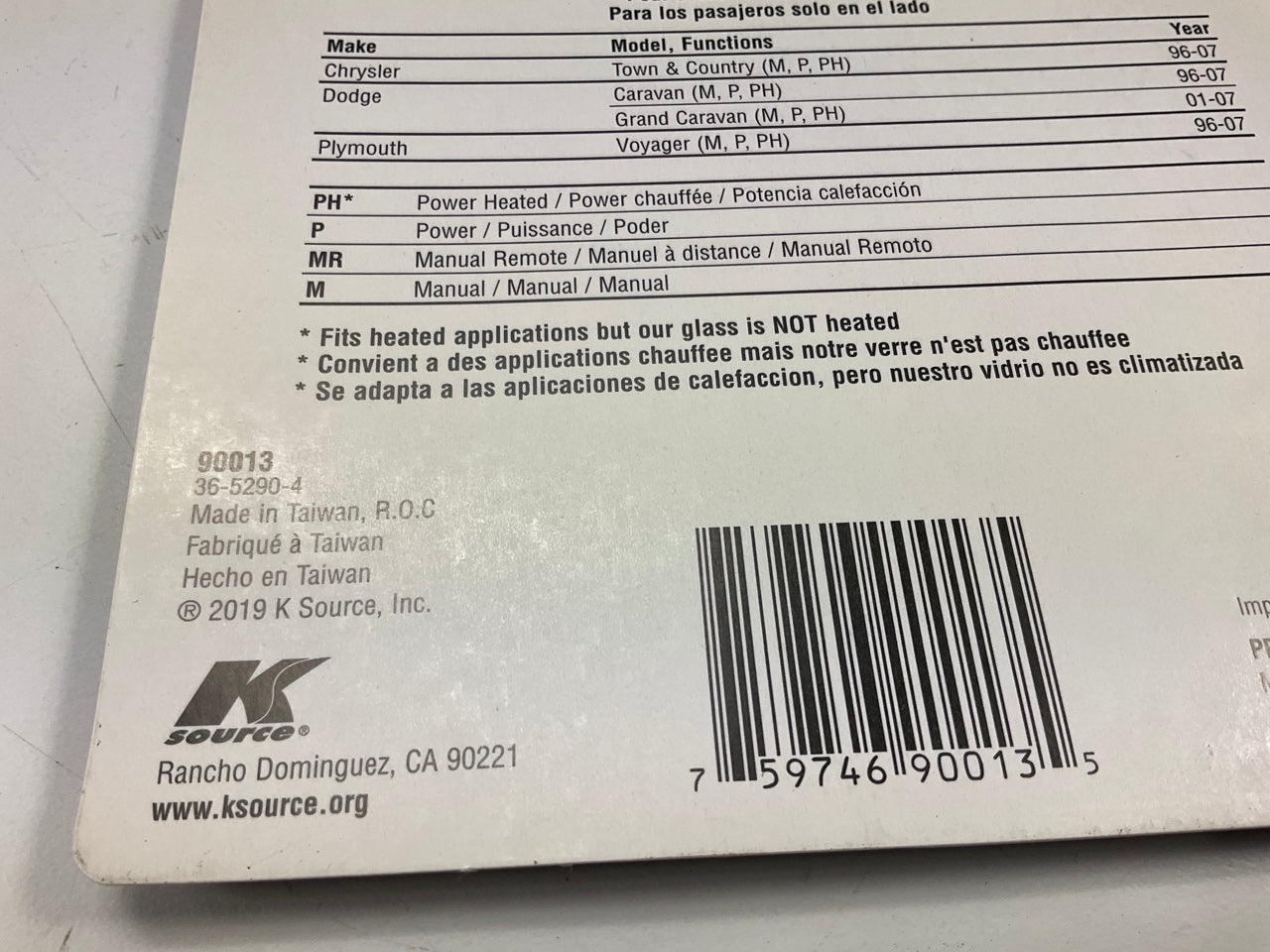 K Source 90013 Replacement Right Mirror Glass (Power & Heated)