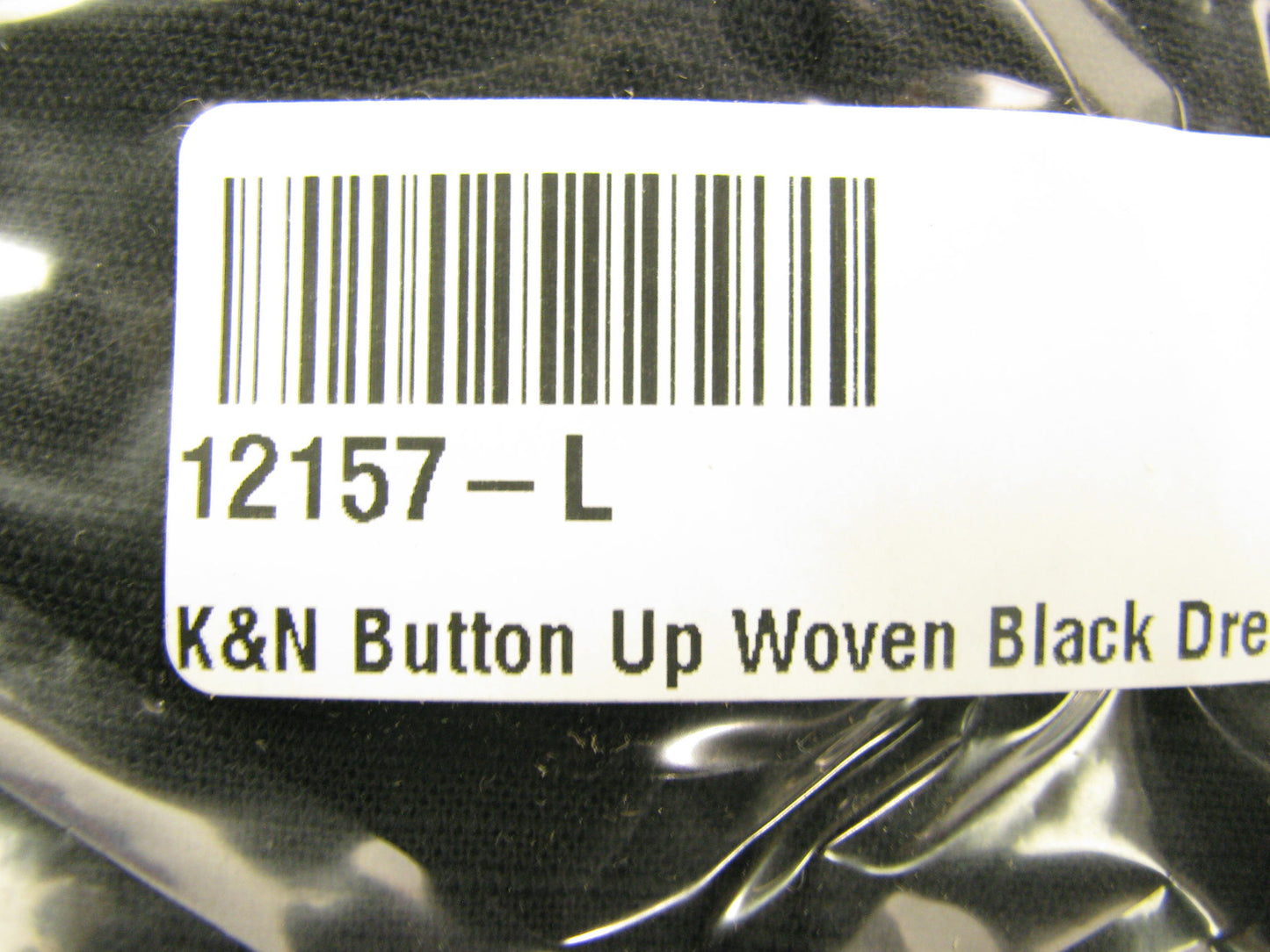 K&N BUTTON UP LARGE WOVEN BLACK DRESS TECH SHIRT - SHORT SLEEVE - BLACK