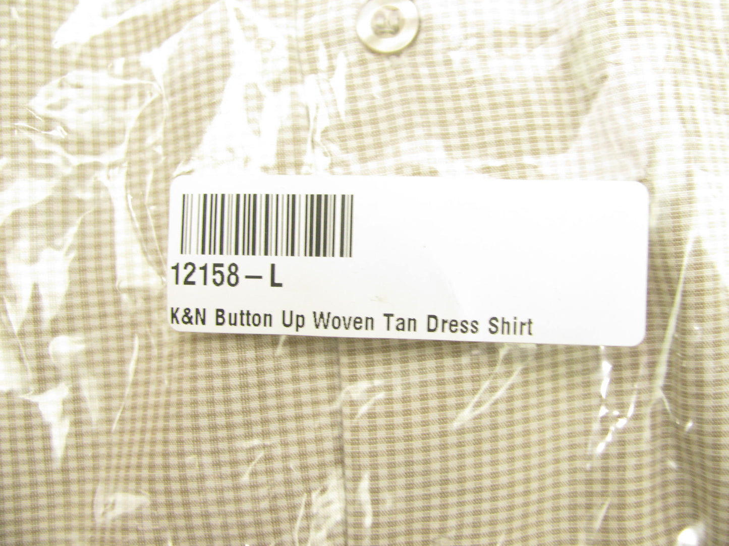K&N BUTTON UP WOVEN LARGE TAN DRESS SHIRT 12158-L (SHORT SLEEVE)