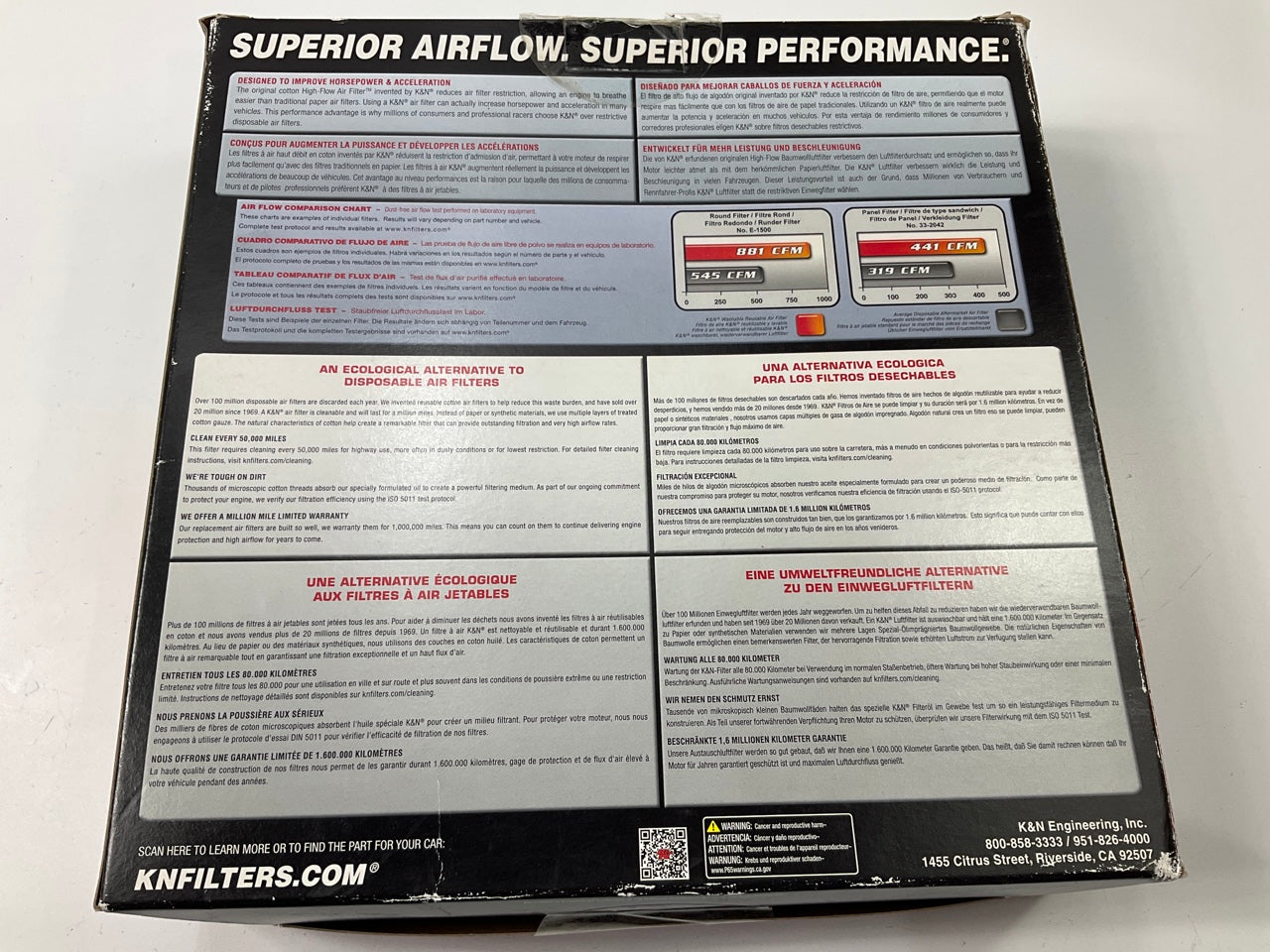 K&N 66-5080F Custom Air Cleaner Assembly With Air Filter, 5-1/8'' Neck Flange