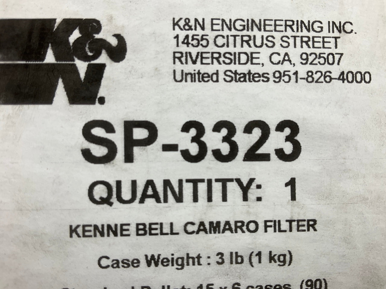 K&N SP-3323 High Flow Performance Air Filter 4-1/2'' Inlet For Kenne Bell Camaro