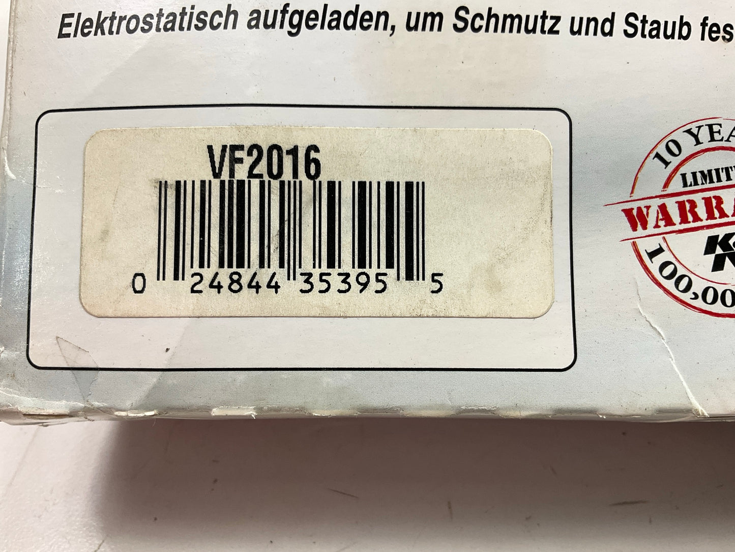 K&N VF2016 Cabin Air Filter - Washable And Reusable
