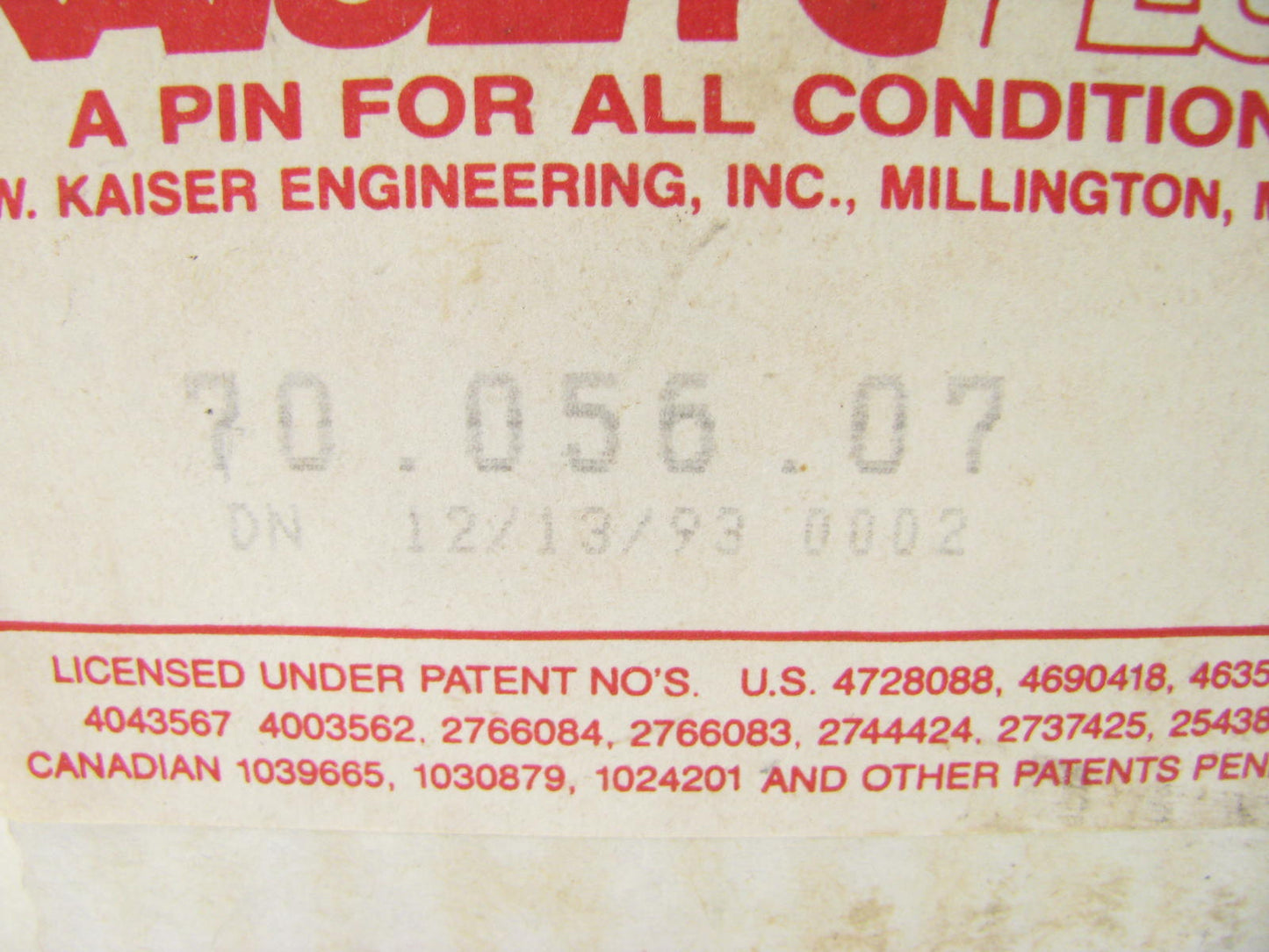 Kaiser 70-056-07 Steering King Pin Bolt Set - 1.1792'' Diameter X 6.360'' Long