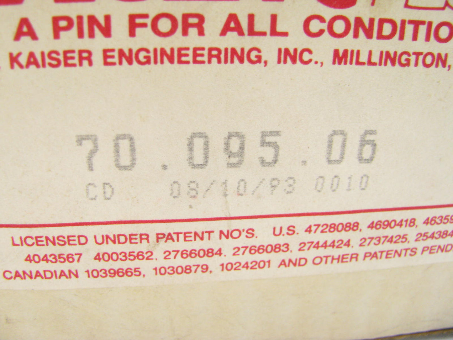 Kaiser 70-095-06 Steering King Pin Bolt Set - 1.607'' Diameter X 9.080'' Long