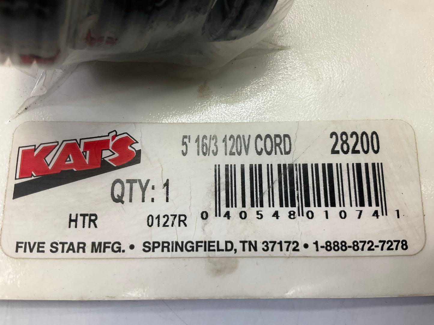 Kat's Kats Heater 28200 Engine Heater Replacement Cord, 5 Feet, 16/3 Gauge 120V