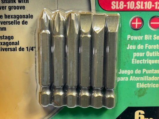 Kawasaki 841062 6 Piece Power Driver Bit Set, 1/4'' Hex