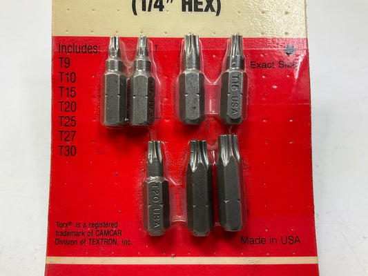 KD Tools 411057C 7 Piece TORX Bit Set, 1/4'' Dr, T9 T10 T15 T20 T25 T30 - USA