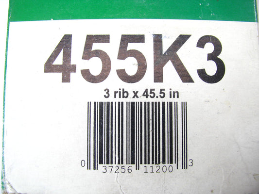 Kelly-springfield 455K3 Serpentine Belt - 0.42'' X 45.50'' - 3 Ribs