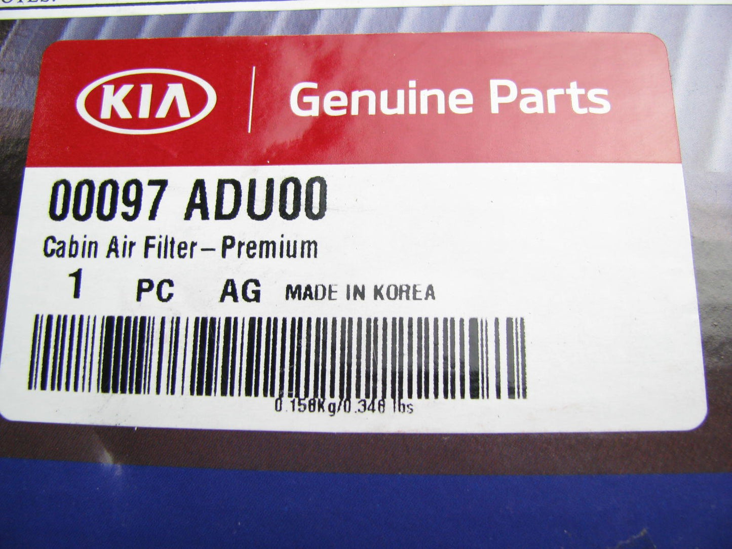 New Genuine Cabin Air Filter OEM For Kia 00097ADU00