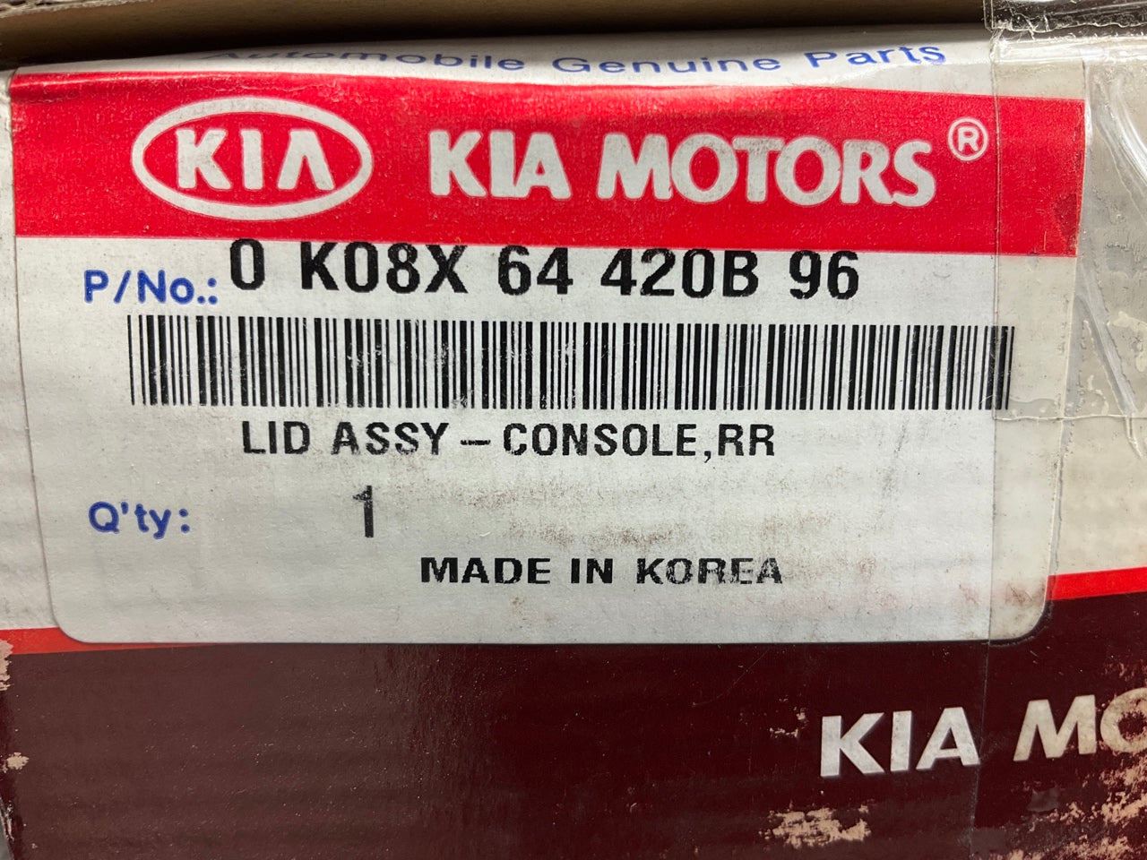 NEW - OEM 0K08X64420B96 Console Rear Lid For 1997-2000 Kia Sportage