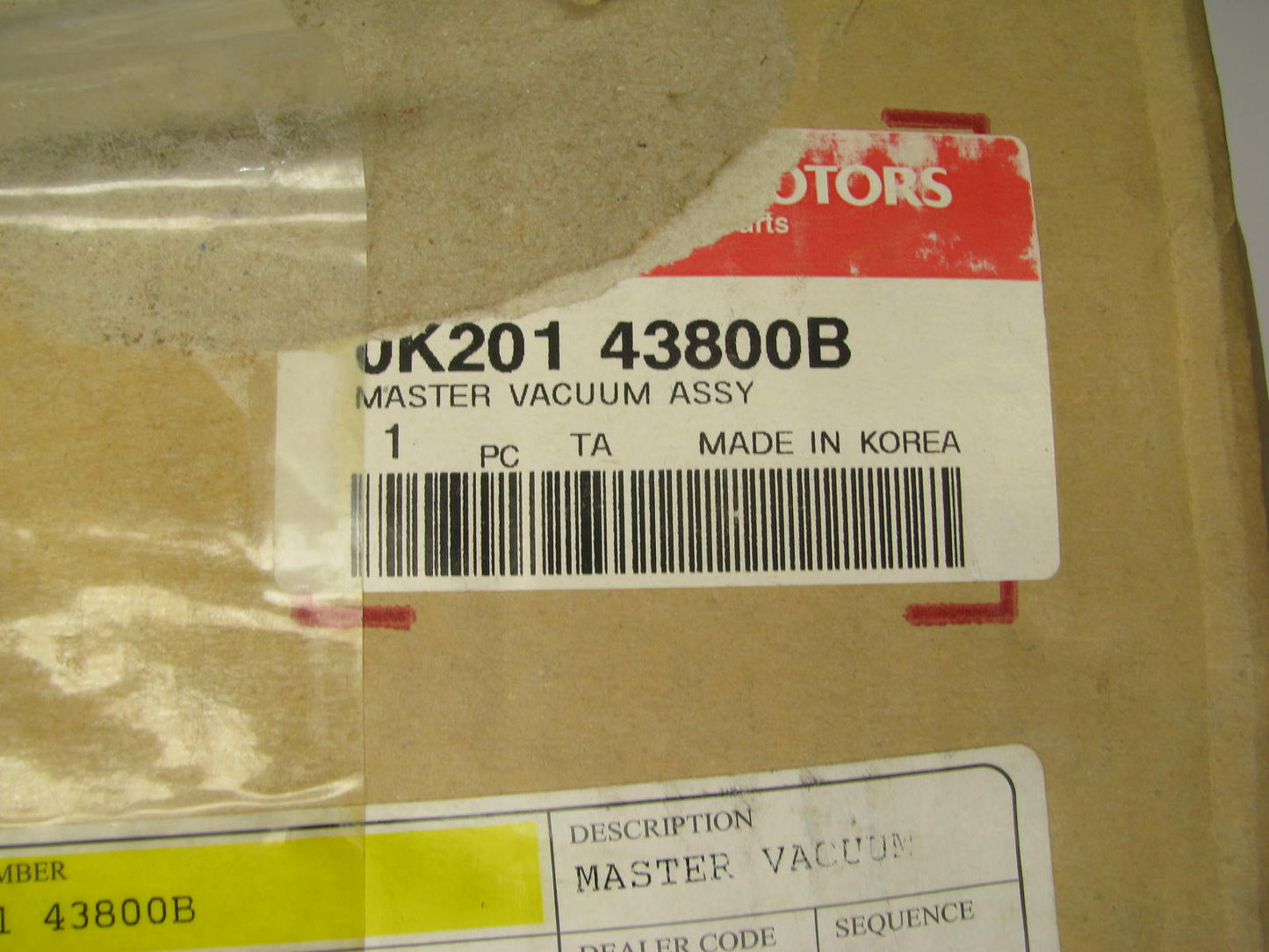 NEW - OEM 0K20143800B Power Brake Booster For 1995-01 Kia Sephia, 01-02 Spectra