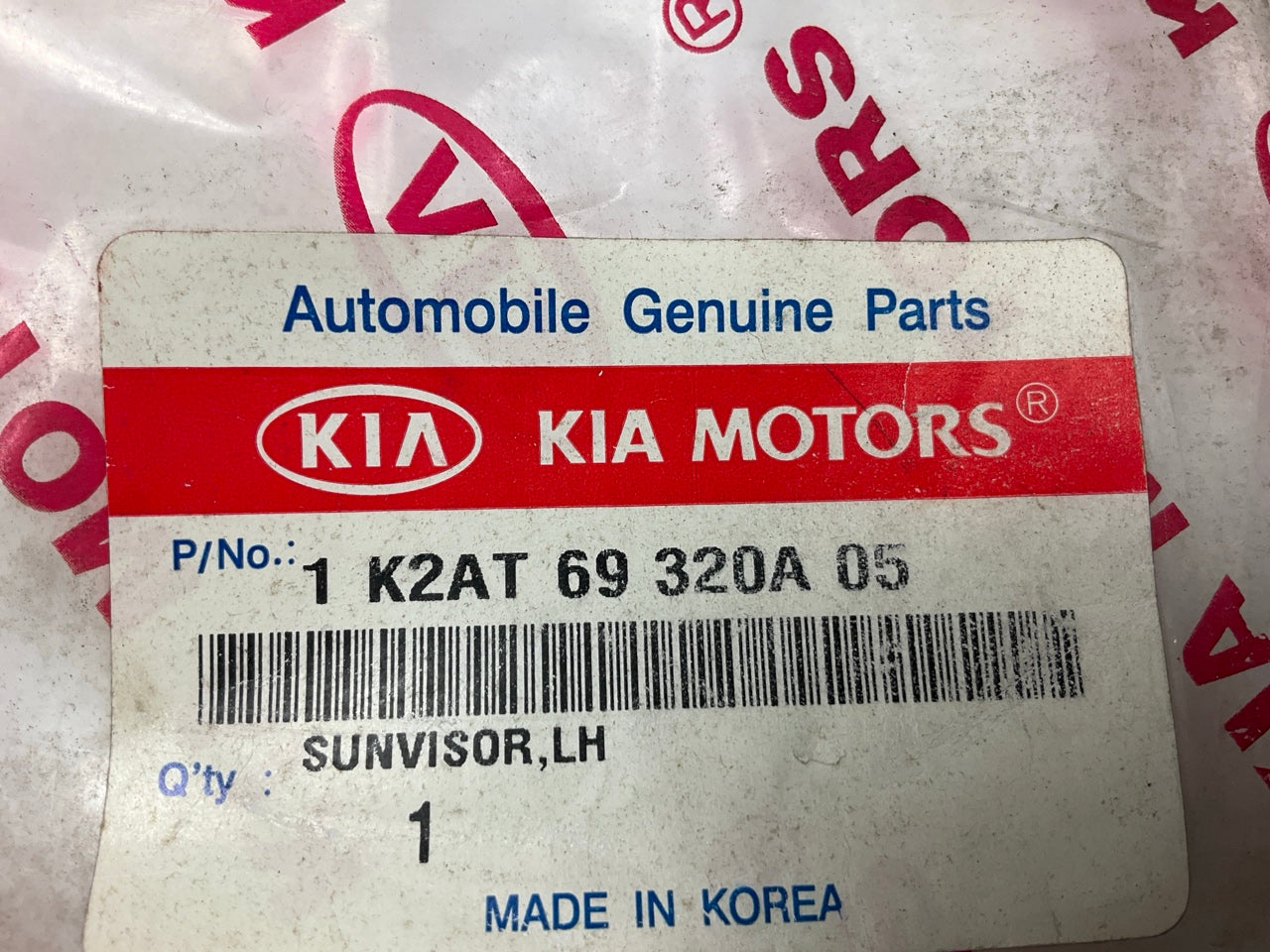 NEW Left Drivers Side GRAY Sunvisor OEM For 1997-2001 Kia Sephia 1K2AT69320A05