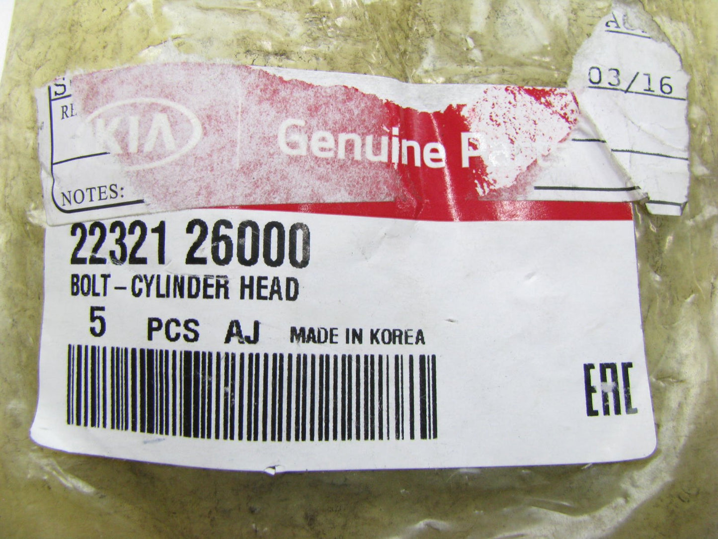 (5 Pcs) Engine Cylinder Head Bolts OEM For 05-11 Kia Rio 2232126000