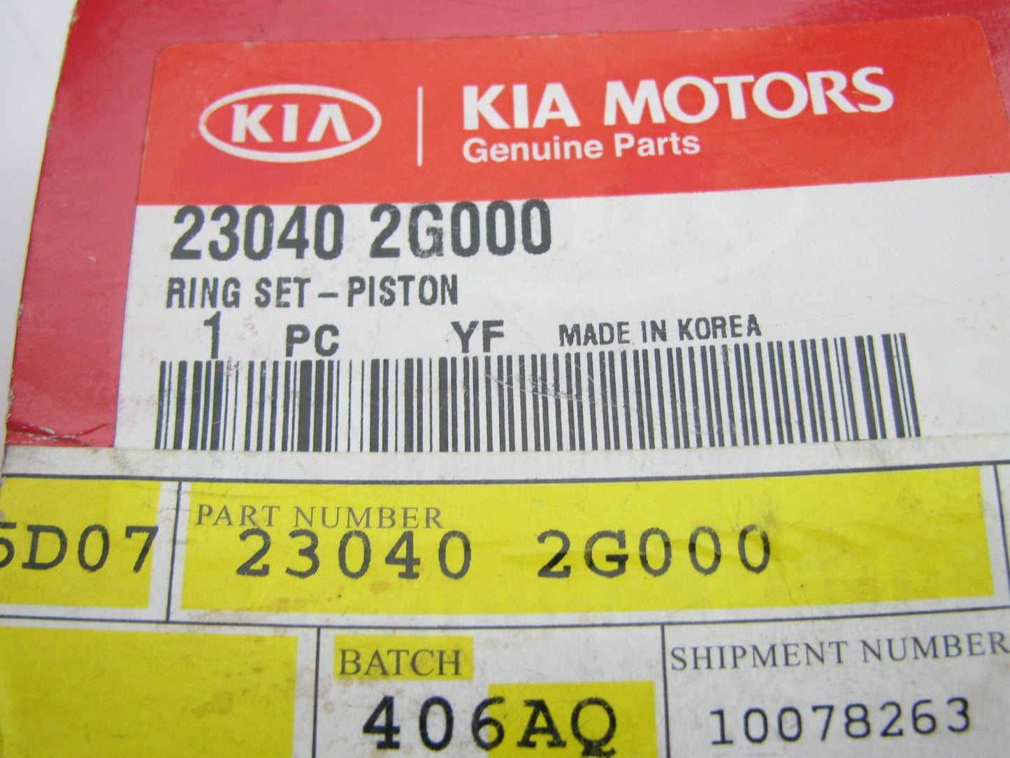 NEW - OEM 230402G000 Engine Piston Ring Set For 2010-2013 Kia Forte 2.0L
