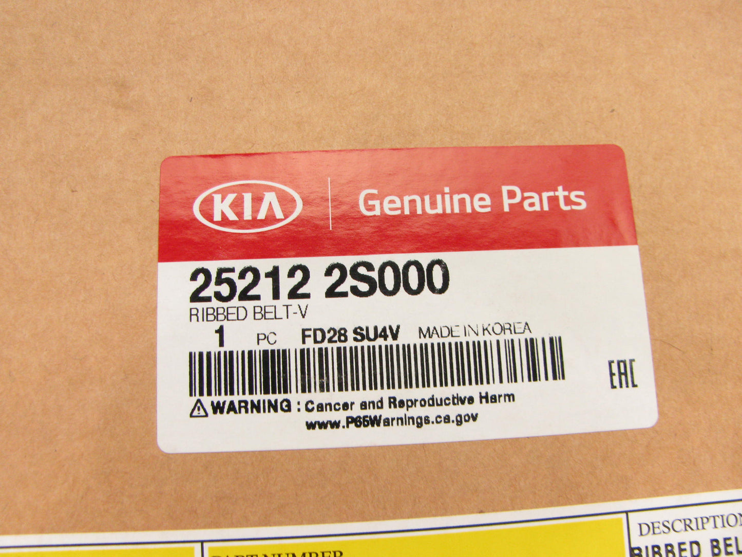 NEW GENUINE 252122S000 Serpentine Ribbed V-Belt OEM For 2021-2023 Kia 2.5L