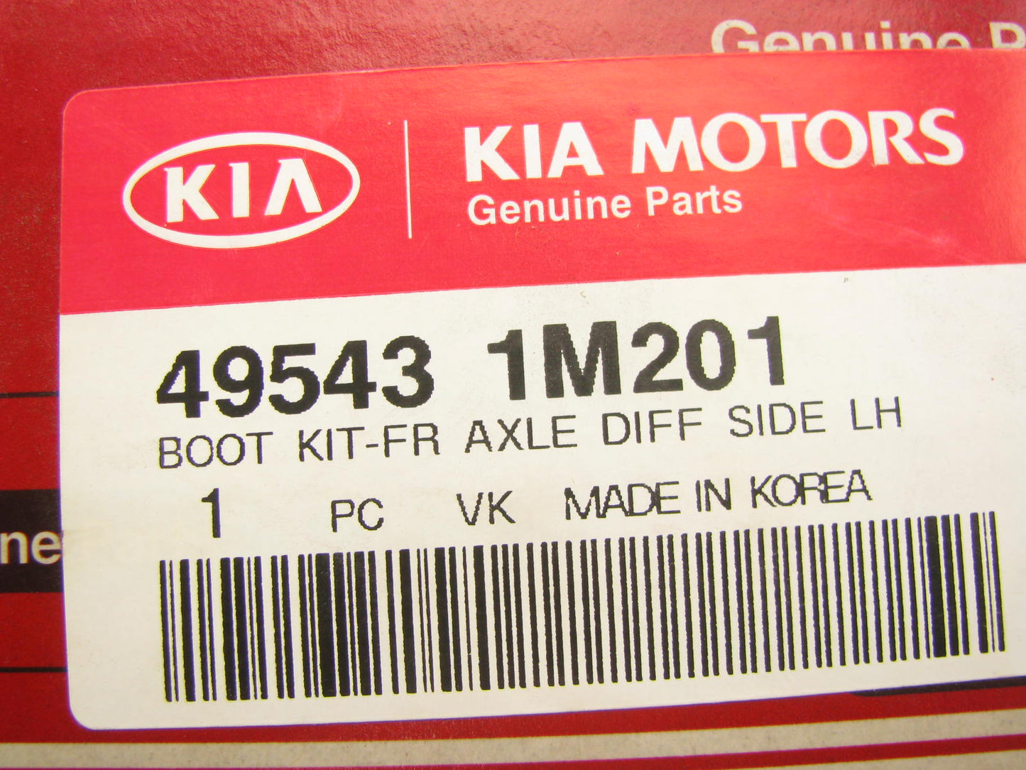 NEW - OEM 495431M201Front Left Inner CV Axle Boot For 2010-2013 Kia Forte MANUAL