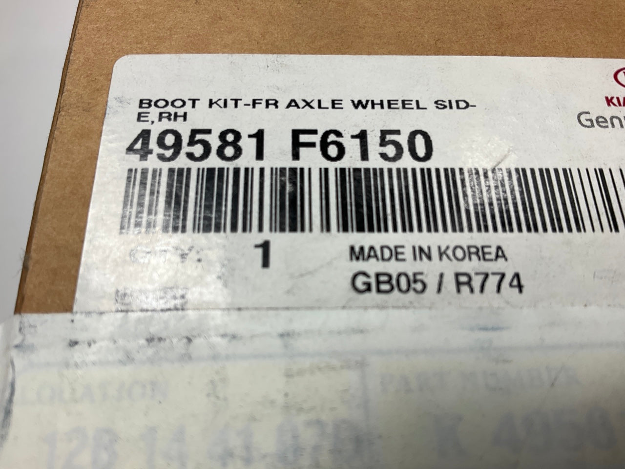 Right CV Axle Rubber Boot Repair Kit Wheel Side OEM For 17-20 Cadenza 49581F6150