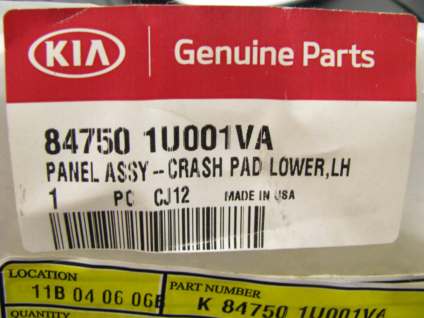 Left Crash Pad Lower Trim & Fuse Box Cover OEM For 11-13 Sorento 847501U001VA