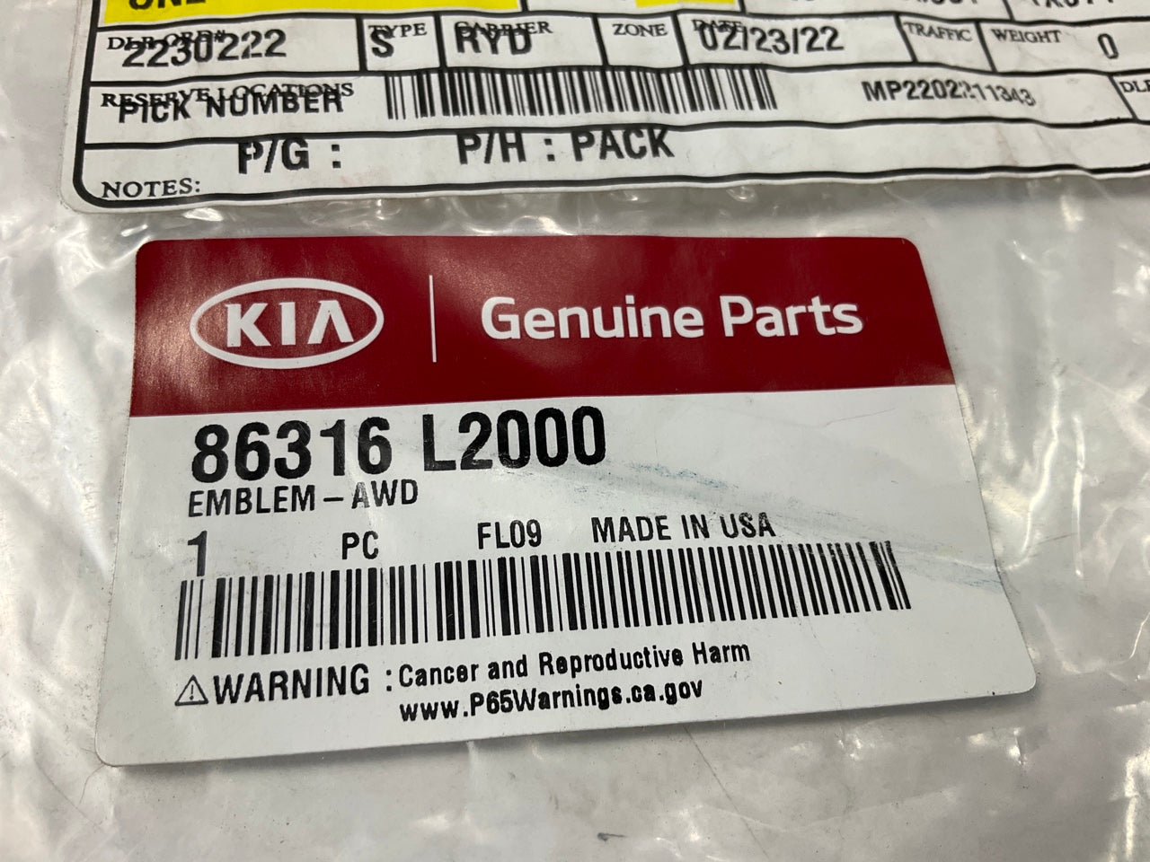 NEW GENUINE ''AWD'' Emblem OEM For 2021-2024 Kia K5 86316L2000