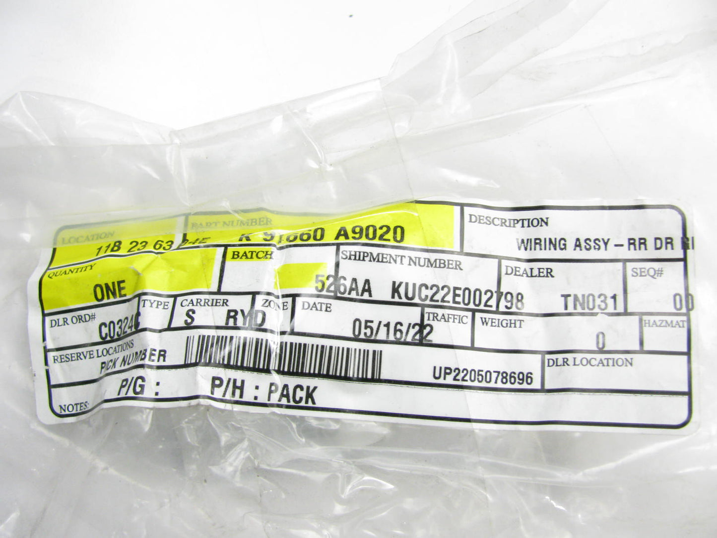 NEW Rear Right Door Wire Wiring Harness OEM For 2015-2021 Kia Sedona 91660A9020