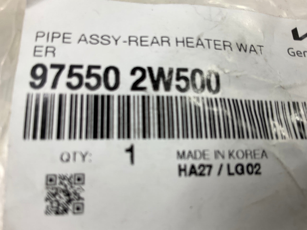 NEW Rear Heater Coolant Water Pipe Tube OEM For 2016-20 Sorento 2.4L 975502W500