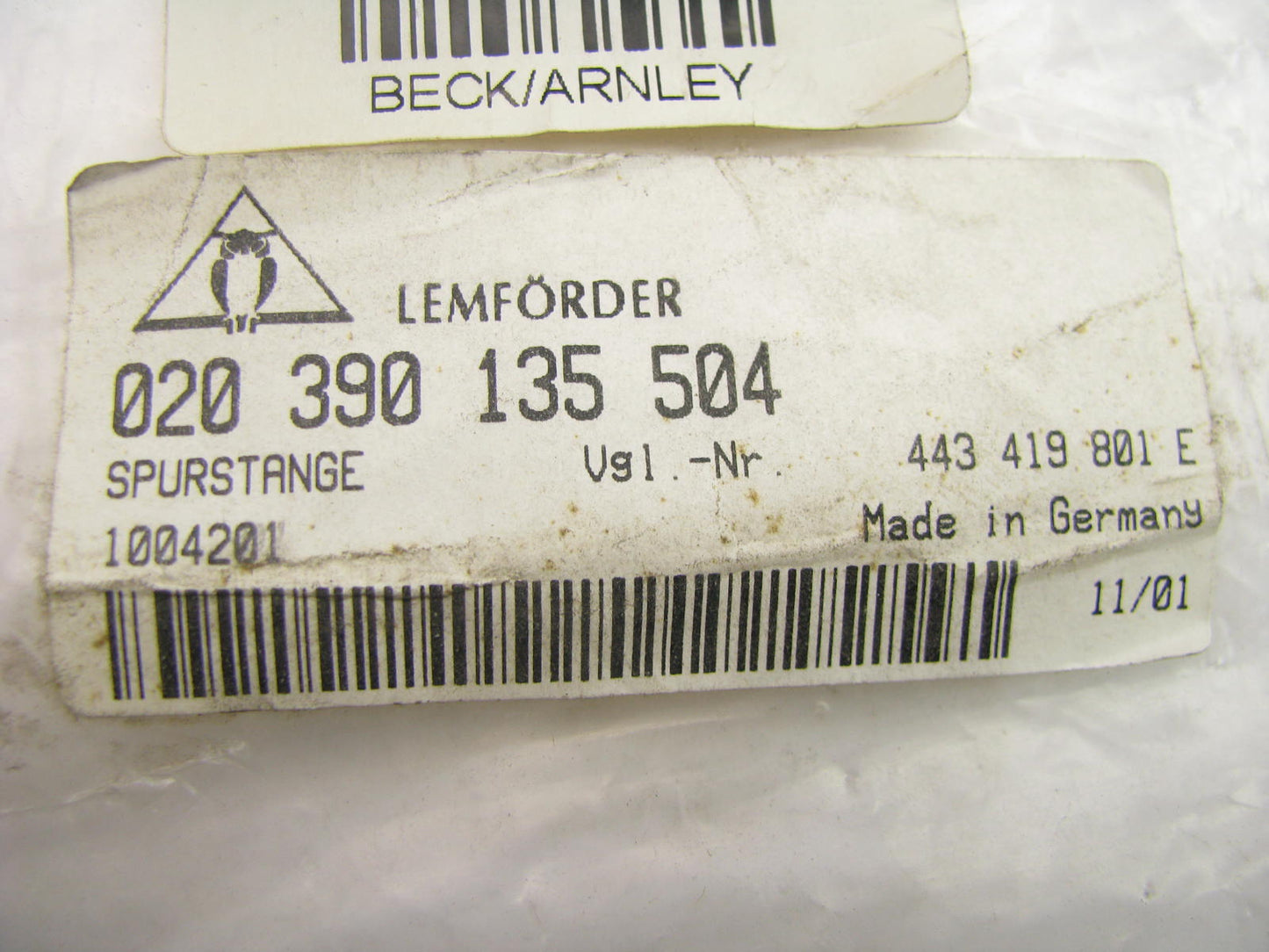 Lemforder 020390135504 LEFT Steering Tie Rod End Relay Rod - 1984-1988 Audi 5000