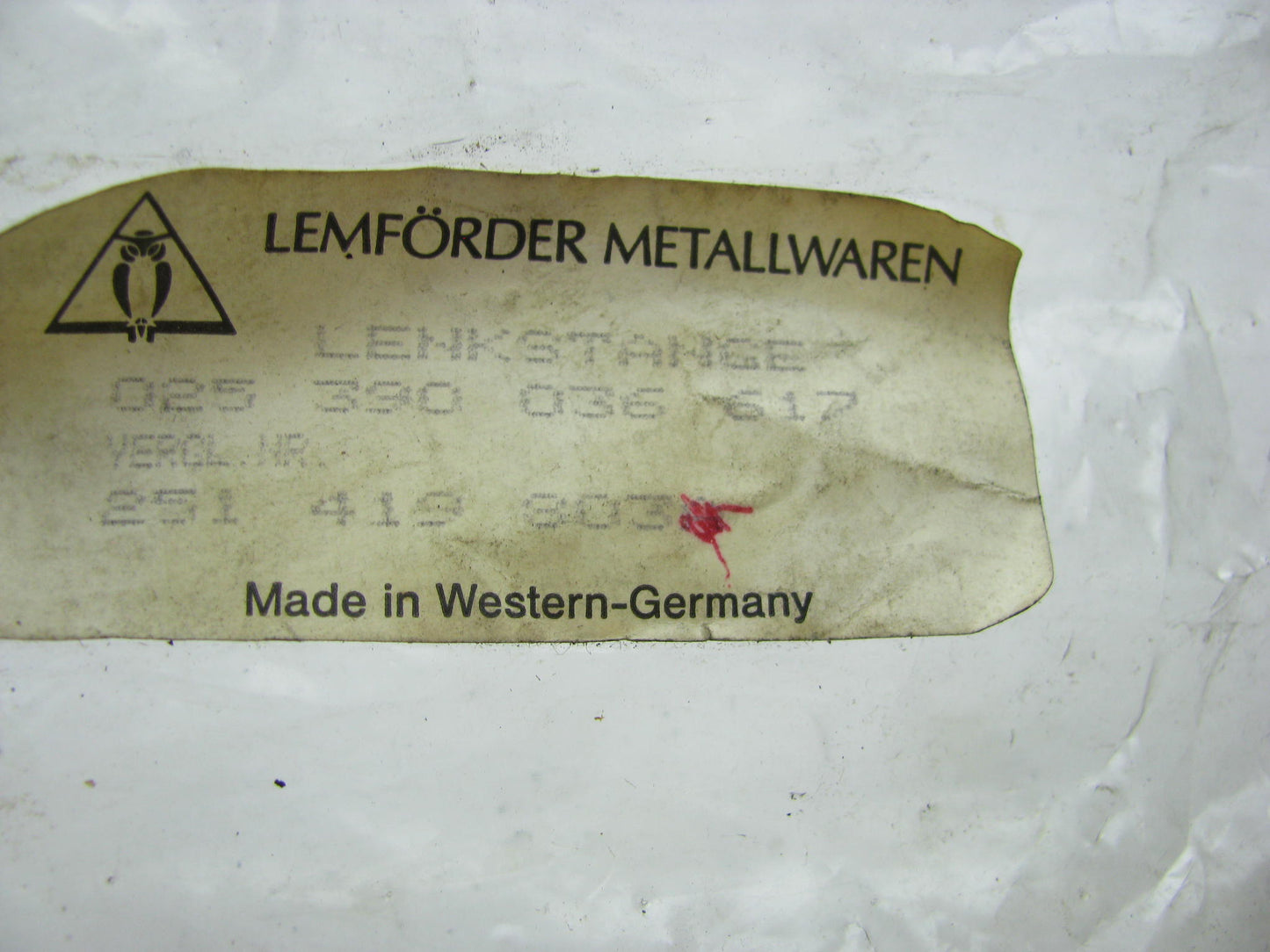 Lemforder 025-390-036-617 Inner Steering Tie Rod End