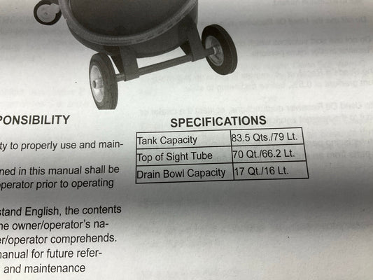 Lincoln 3614 Pneumatic 20 Gallon Pressurized Fluid Oil Drain And Evacuation Tank
