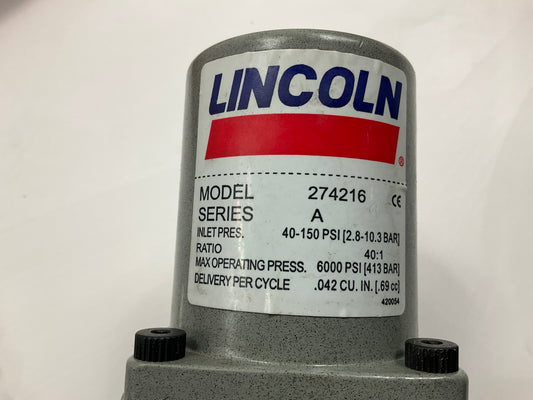 USED Lincoln 4417 Grease Pump Assembly With Dolly, 40 To 1 Ratio, 120 Lb. Drum