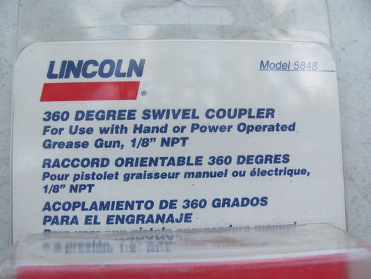 Lincoln 5848 Grease Gub Hydraulic Coupler Adapter 360 Swivel, 1/8'' NPT