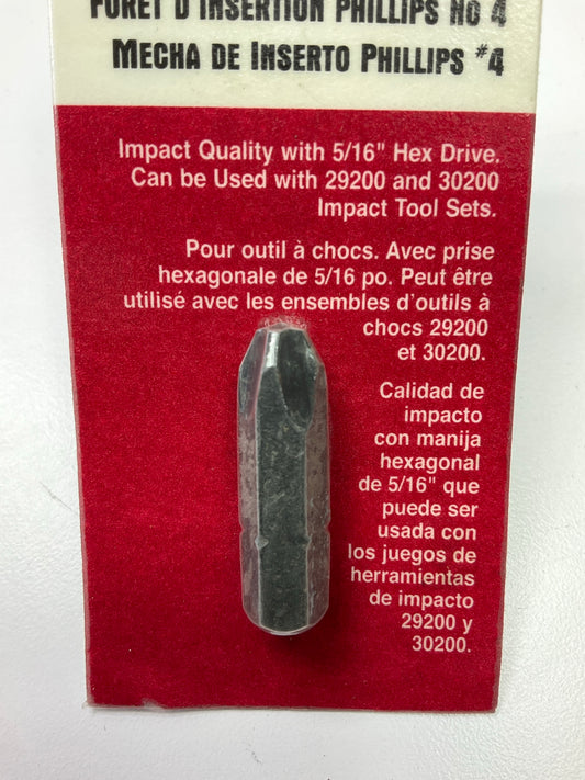 Lisle 30190 5/16'' Drive Insert Bit, #4 Phillips